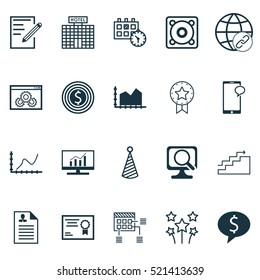 Set Of 20 Universal Editable Icons. Can Be Used For Web, Mobile And App Design. Includes Elements Such As Curriculum Vitae, Appointment, Laptop And More.