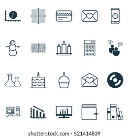 Set Of 20 Universal Editable Icons. Can Be Used For Web, Mobile And App Design. Includes Elements Such As Circle Graph, Blank Cd, Wallet And More.
