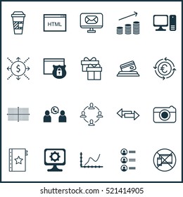 Set Of 20 Universal Editable Icons. Can Be Used For Web, Mobile And App Design. Includes Elements Such As Crossroad, PC, Collaboration And More.