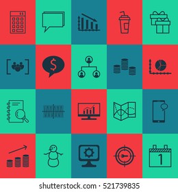 Set Of 20 Universal Editable Icons. Can Be Used For Web, Mobile And App Design. Includes Elements Such As Questionnaire, Coins Growth, Keyword Marketing And More.