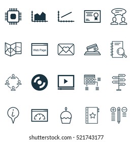 Set Of 20 Universal Editable Icons. Can Be Used For Web, Mobile And App Design. Includes Elements Such As Birthday Cake, Certificate, Chip And More.