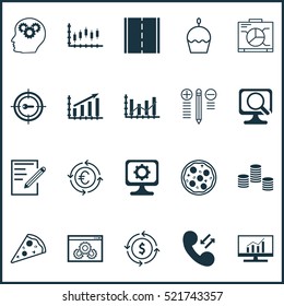 Set Of 20 Universal Editable Icons. Can Be Used For Web, Mobile And App Design. Includes Elements Such As Money, Pizza Meal, Photo Camera And More.