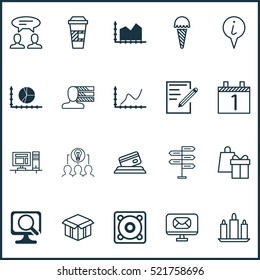 Set Of 20 Universal Editable Icons. Can Be Used For Web, Mobile And App Design. Includes Elements Such As Takeaway Coffee, Agenda, Computer And More.
