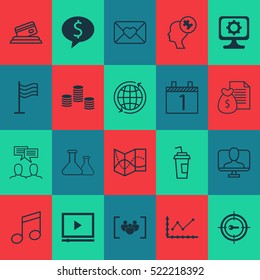 Set Of 20 Universal Editable Icons. Can Be Used For Web, Mobile And App Design. Includes Elements Such As Drink Cup, Agenda, Credit Card And More.