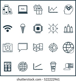 Set Of 20 Universal Editable Icons. Can Be Used For Web, Mobile And App Design. Includes Elements Such As Chip, Financial, Currency Recycle And More.