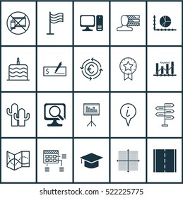 Set Of 20 Universal Editable Icons. Can Be Used For Web, Mobile And App Design. Includes Elements Such As Info Pointer, Graduation, Present Badge And More.