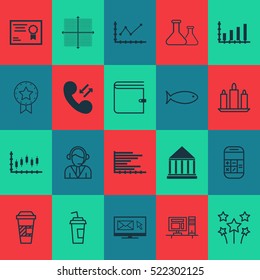 Set Of 20 Universal Editable Icons. Can Be Used For Web, Mobile And App Design. Includes Elements Such As Newsletter, Chemical, Takeaway Coffee And More.