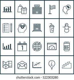 Set Of 20 Universal Editable Icons. Can Be Used For Web, Mobile And App Design. Includes Elements Such As Loading Speed, Analytics, Greeting Email And More.