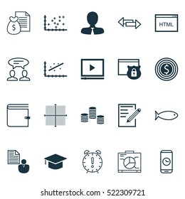 Set Of 20 Universal Editable Icons. Can Be Used For Web, Mobile And App Design. Includes Elements Such As Graduation, Time Management, Crossroad And More.