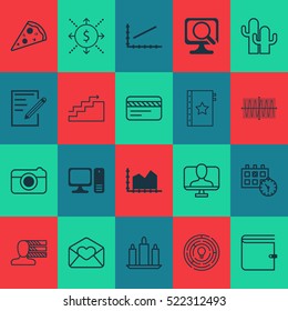 Set Of 20 Universal Editable Icons. Can Be Used For Web, Mobile And App Design. Includes Elements Such As Laptop, Desktop Computer, Online Identity And More.