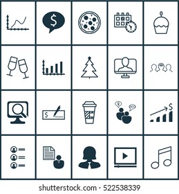 Set Of 20 Universal Editable Icons. Can Be Used For Web, Mobile And App Design. Includes Elements Such As Decorated Tree, SEO Brainstorm, Business Deal And More.