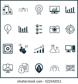 Set Of 20 Universal Editable Icons. Can Be Used For Web, Mobile And App Design. Includes Elements Such As Computer, Dynamics, Cooperation And More.