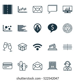 Set Of 20 Universal Editable Icons. Can Be Used For Web, Mobile And App Design. Includes Elements Such As Champagne Glasses, Airport Construction, Conference And More.
