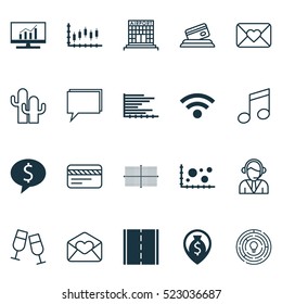 Set Of 20 Universal Editable Icons. Can Be Used For Web, Mobile And App Design. Includes Elements Such As Credit Card, Conference, Airport Construction And More.