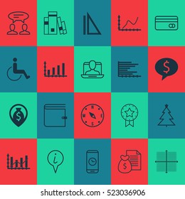 Set Of 20 Universal Editable Icons. Can Be Used For Web, Mobile And App Design. Includes Elements Such As Dialogue, Accessibility, Library And More.