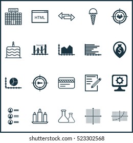Set Of 20 Universal Editable Icons. Can Be Used For Web, Mobile And App Design. Includes Elements Such As Money Navigation, Sequence Graphics, Graphical Grid And More.