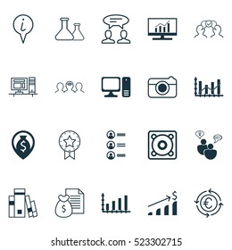 Set Of 20 Universal Editable Icons. Can Be Used For Web, Mobile And App Design. Includes Elements Such As Present Badge, Cooperation, Library And More.