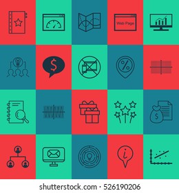 Set Of 20 Universal Editable Icons. Can Be Used For Web, Mobile And App Design. Includes Elements Such As Square Diagram, Tree Structure, Road Map And More.