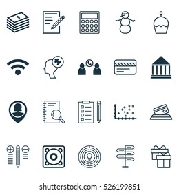 Set Of 20 Universal Editable Icons. Can Be Used For Web, Mobile And App Design. Includes Elements Such As Human Mind, Dollar Salary, Winter And More.