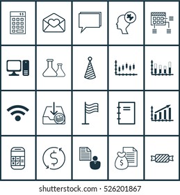 Set Of 20 Universal Editable Icons. Can Be Used For Web, Mobile And App Design. Includes Elements Such As Stock Market, Human Mind, Profit Graph And More.