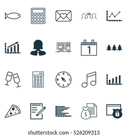 Set Of 20 Universal Editable Icons. Can Be Used For Web, Mobile And App Design. Includes Elements Such As Report, Coaching, Crotchets And More.