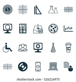 Set Of 20 Universal Editable Icons. Can Be Used For Web, Mobile And App Design. Includes Elements Such As Chemical, PC, Blank Cd And More.