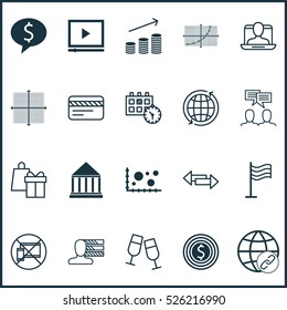 Set Of 20 Universal Editable Icons. Can Be Used For Web, Mobile And App Design. Includes Elements Such As Business Goal, Connectivity, Champagne Glasses And More.