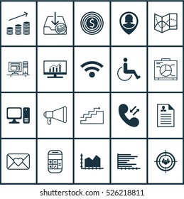 Set Of 20 Universal Editable Icons. Can Be Used For Web, Mobile And App Design. Includes Elements Such As Pin Employee, Calculation, Board And More.