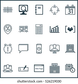 Set Of 20 Universal Editable Icons. Can Be Used For Web, Mobile And App Design. Includes Elements Such As Cosinus Diagram, Profit Graph, Spiral Notebook And More.