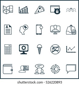 Set Of 20 Universal Editable Icons. Can Be Used For Web, Mobile And App Design. Includes Elements Such As PC, Dialogue, Profit Graph And More.