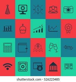 Set Of 20 Universal Editable Icons. Can Be Used For Web, Mobile And App Design. Includes Elements Such As Crossroad, Street, Birthday Hat And More.