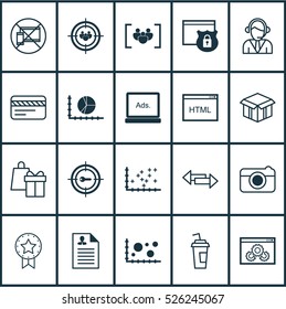 Set Of 20 Universal Editable Icons. Can Be Used For Web, Mobile And App Design. Includes Elements Such As Crossroad, Questionnaire, Present Badge And More.