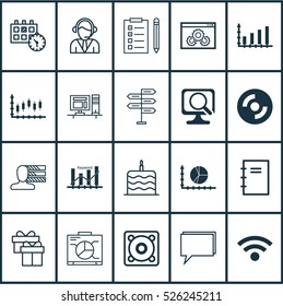 Set Of 20 Universal Editable Icons. Can Be Used For Web, Mobile And App Design. Includes Elements Such As Conference, Operator, Dynamics And More.