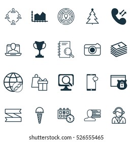 Set Of 20 Universal Editable Icons. Can Be Used For Web, Mobile And App Design. Includes Elements Such As Appointment, Shopping, Social Profile And More.