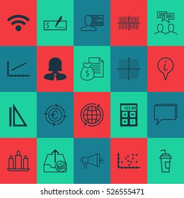 Set Of 20 Universal Editable Icons. Can Be Used For Web, Mobile And App Design. Includes Elements Such As Bank Payment, Drink Cup, Line Graph And More.