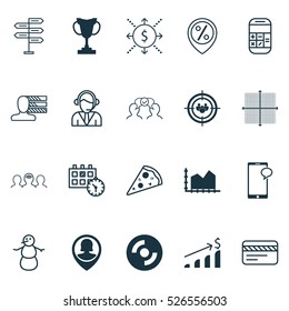 Set Of 20 Universal Editable Icons. Can Be Used For Web, Mobile And App Design. Includes Elements Such As Sequence Graphics, Winter, Pin Employee And More.