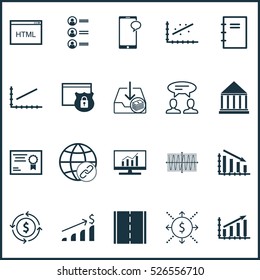 Set Of 20 Universal Editable Icons. Can Be Used For Web, Mobile And App Design. Includes Elements Such As Sinus Graph, Fail Graph, Paid Download And More.