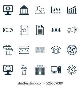 Set Of 20 Universal Editable Icons. Can Be Used For Web, Mobile And App Design. Includes Elements Such As Fishing, Holiday Ornament, Education Center And More.
