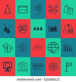 Set Of 20 Universal Editable Icons. Can Be Used For Web, Mobile And App Design. Includes Elements Such As Bank Card, Board, Sequence Graphics And More.