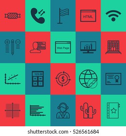 Set Of 20 Universal Editable Icons. Can Be Used For Web, Mobile And App Design. Includes Elements Such As Pin, Bars Chart, Cacti And More.