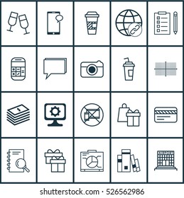Set Of 20 Universal Editable Icons. Can Be Used For Web, Mobile And App Design. Includes Elements Such As Champagne Glasses, Calculation, Street And More.