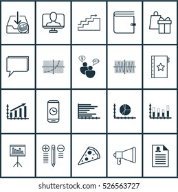 Set Of 20 Universal Editable Icons. Can Be Used For Web, Mobile And App Design. Includes Elements Such As Growth, Online Identity, Bars Chart And More.