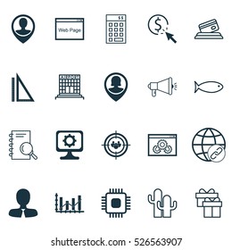 Set Of 20 Universal Editable Icons. Can Be Used For Web, Mobile And App Design. Includes Elements Such As Manager, Website Performance, Cacti And More.