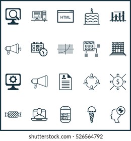 Set Of 20 Universal Editable Icons. Can Be Used For Web, Mobile And App Design. Includes Elements Such As Frozen Food, PC, Schedule And More.