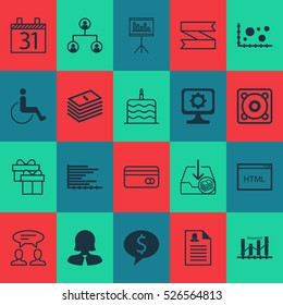 Set Of 20 Universal Editable Icons. Can Be Used For Web, Mobile And App Design. Includes Elements Such As Dialogue, Plastic Card, Music And More.