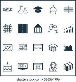 Set Of 20 Universal Editable Icons. Can Be Used For Web, Mobile And App Design. Includes Elements Such As Sequence Graphics, Computer, Photo Camera And More.