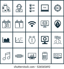 Set Of 20 Universal Editable Icons. Can Be Used For Web, Mobile And App Design. Includes Elements Such As Digital Media, Wireless, Discussion And More.