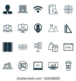 Set Of 20 Universal Editable Icons. Can Be Used For Web, Mobile And App Design. Includes Elements Such As Photo Camera, Coding, Pin Employee And More.