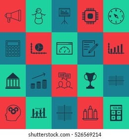 Set Of 20 Universal Editable Icons. Can Be Used For Web, Mobile And App Design. Includes Elements Such As Education Center, Loading Speed, Locate And More.