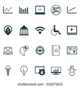 Set Of 20 Universal Editable Icons. Can Be Used For Web, Mobile And App Design. Includes Elements Such As Warranty, Certificate, Video Player And More.